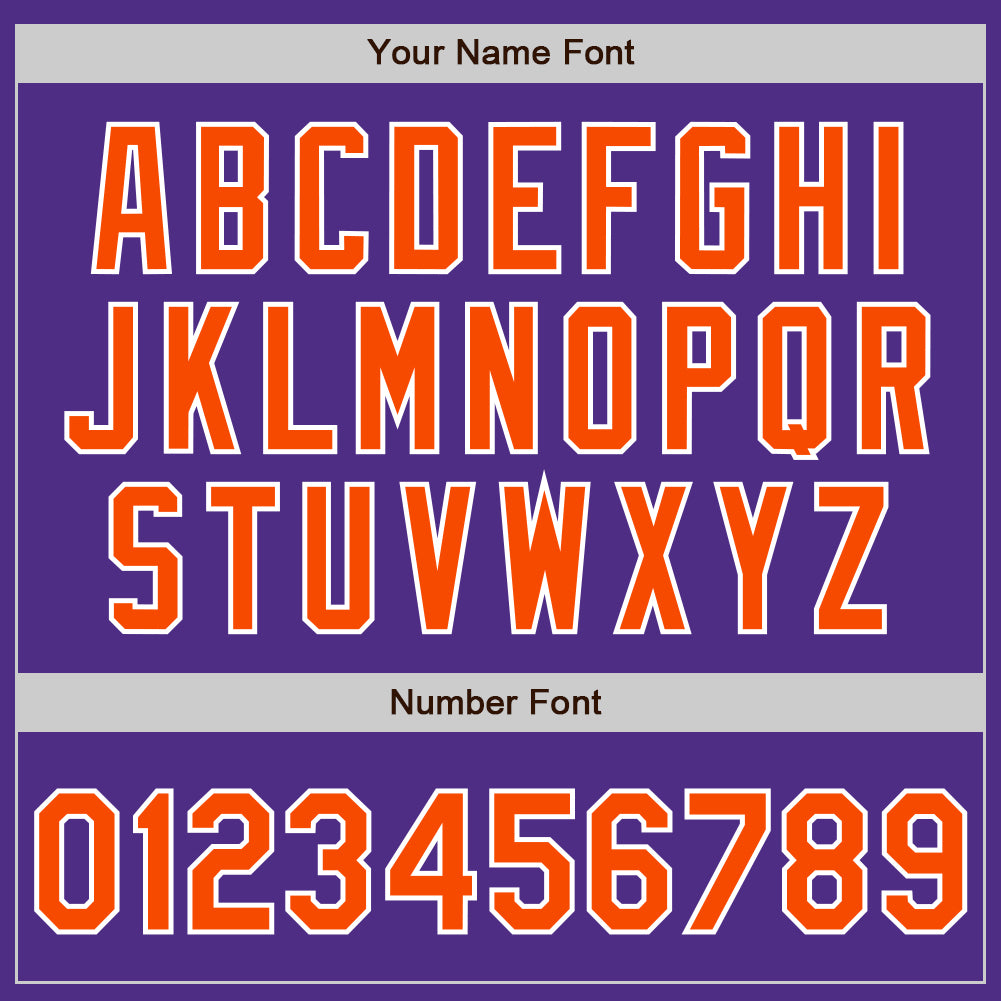 Custom Purple Orange-White Bomber Full-Snap Varsity Letterman Jacket view 7