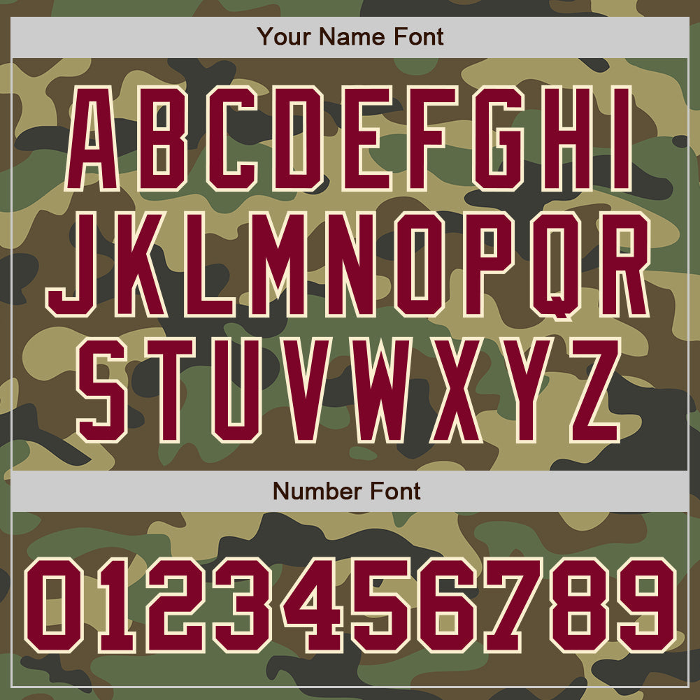 Custom Camo Maroon-Cream Bomber Full-Snap Varsity Letterman Salute To Service Jacket view 7