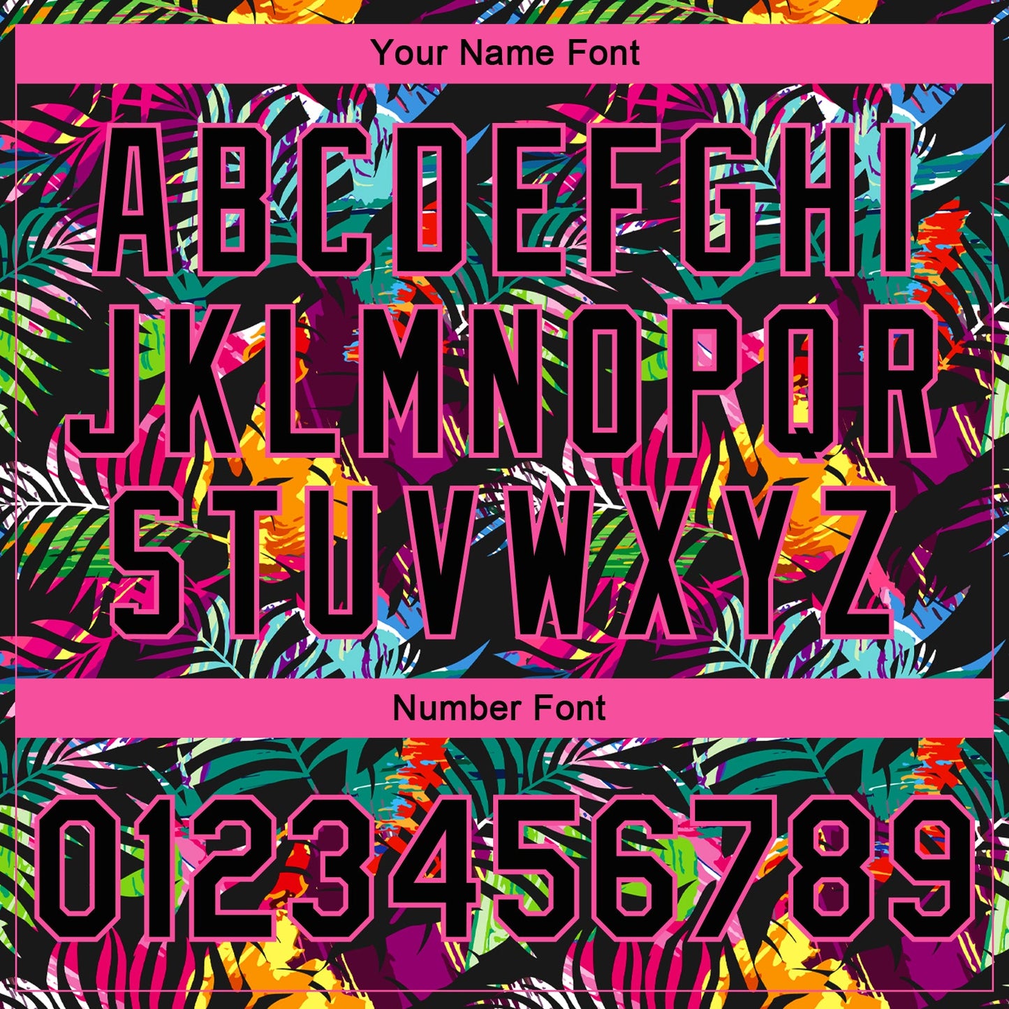 Custom Black Pink-Light Blue Hawaii Palm Trees 3D Bomber Full-Snap Varsity Letterman Jacket view 7