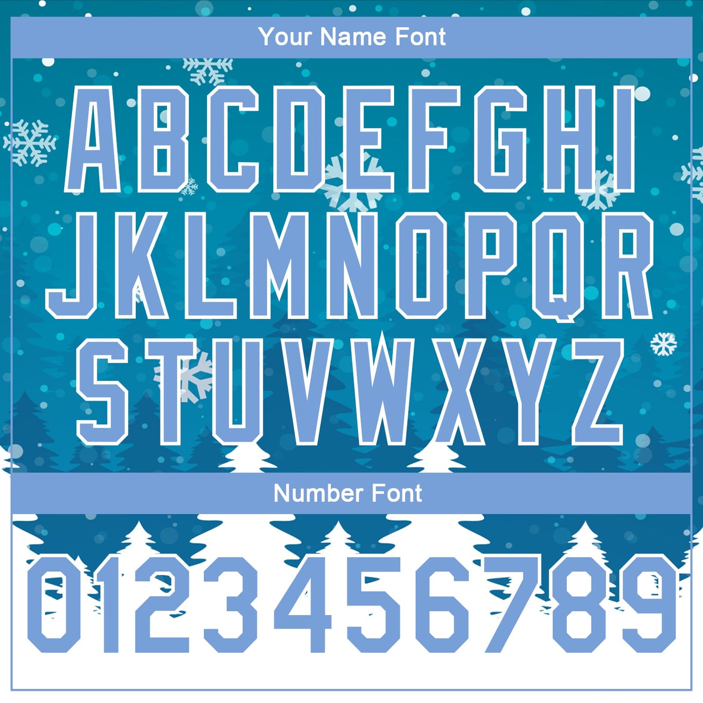 Custom Teal Light Blue-White Christmas 3D Bomber Full-Snap Varsity Letterman Jacket view 7