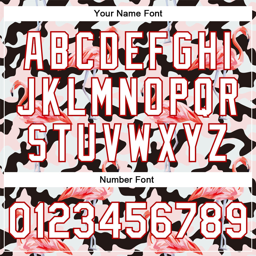 Custom Camo White-Red Flamingo 3D Pattern Design Bomber Full-Snap Varsity Letterman Salute To Service Jacket view 7