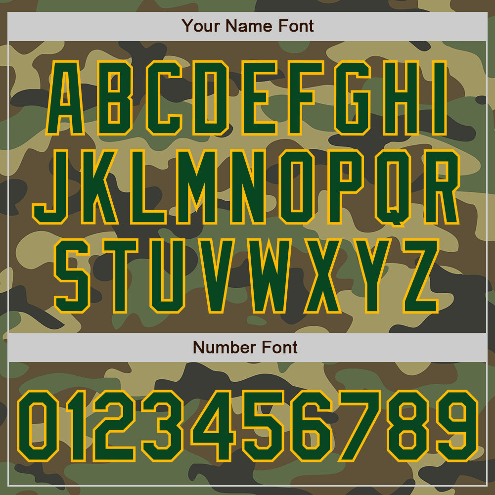 Custom Camo Green-Gold Bomber Full-Snap Varsity Letterman Salute To Service Jacket view 7