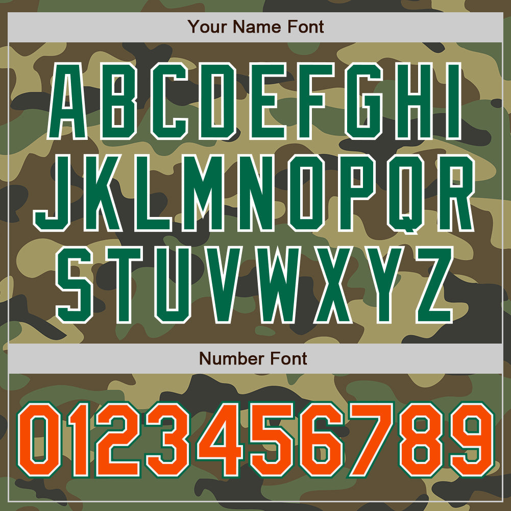 Custom Camo Orange-Kelly Green Bomber Full-Snap Varsity Letterman Salute To Service Jacket view 7
