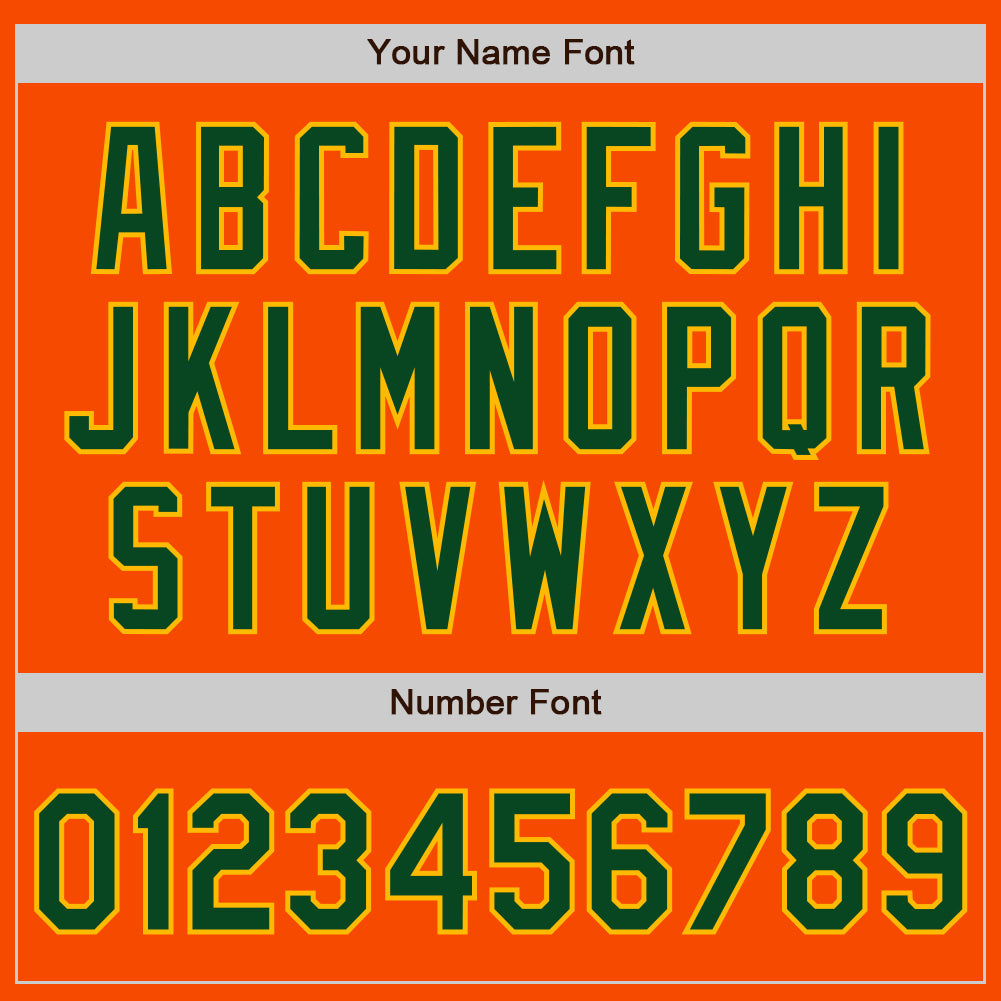 Custom Orange Green-Gold Bomber Full-Snap Varsity Letterman Jacket view 7