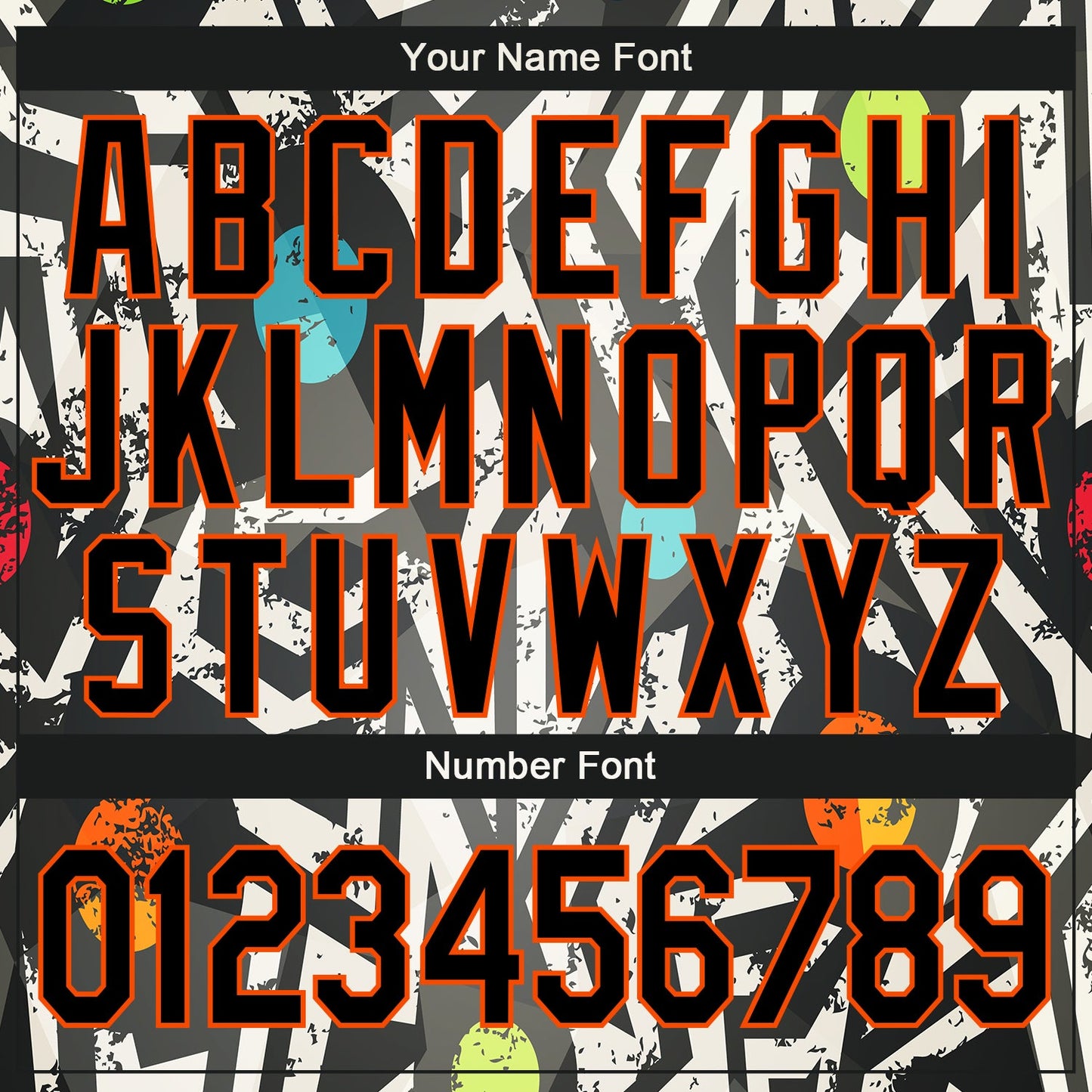 Custom Graffiti Pattern Black-Orange Modern Geometric Grunge Art 3D Bomber Full-Snap Varsity Letterman Jacket view 7