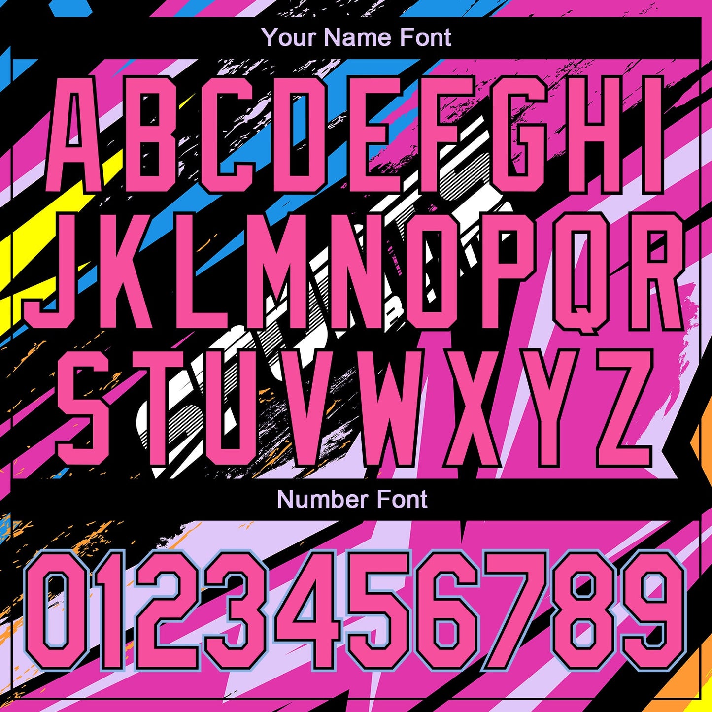 Custom Graffiti Pattern Pink Black-Light Blue Sports 3D Bomber Full-Snap Varsity Letterman Jacket view 7