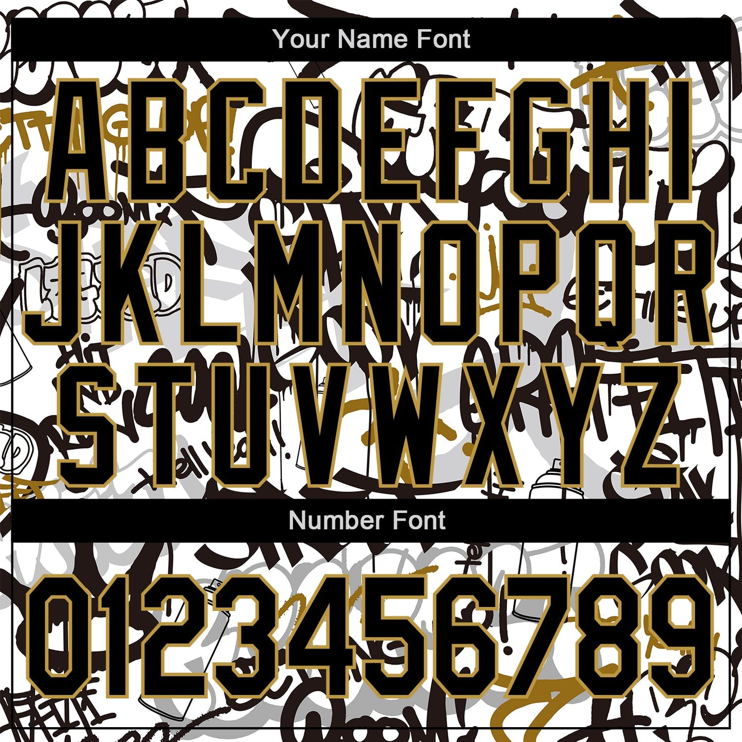 Custom Graffiti Pattern Black-Old Gold Grunge Urban Street Art 3D Bomber Full-Snap Varsity Letterman Jacket view 7