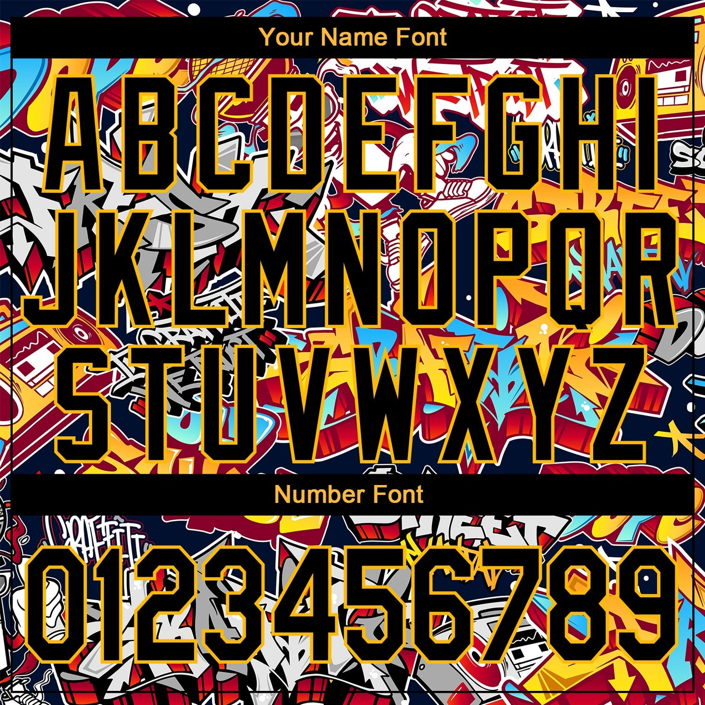 Custom Graffiti Pattern Black-Gold Grunge Urban Street Art 3D Bomber Full-Snap Varsity Letterman Jacket view 7