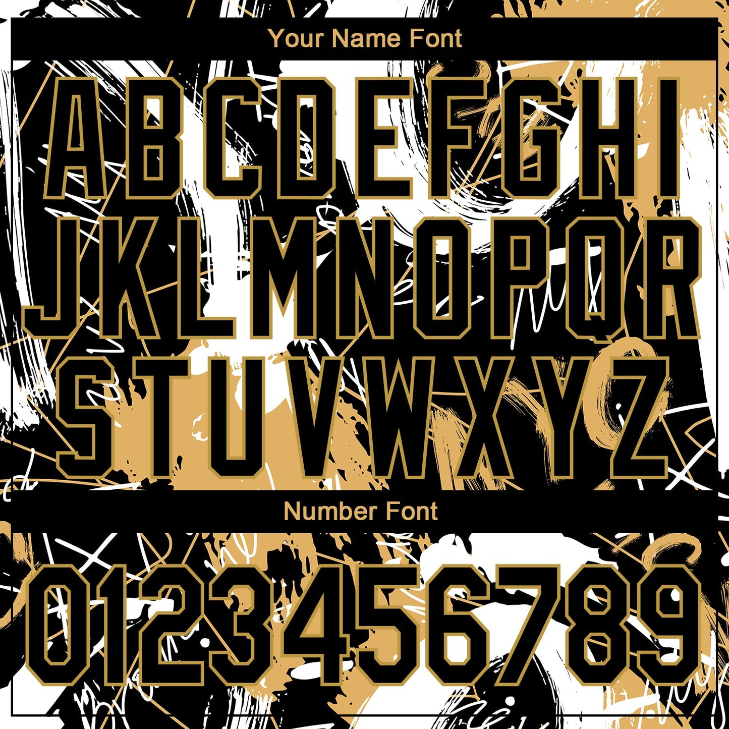 Custom Graffiti Pattern Black-Old Gold Grunge Art 3D Bomber Full-Snap Varsity Letterman Jacket view 7