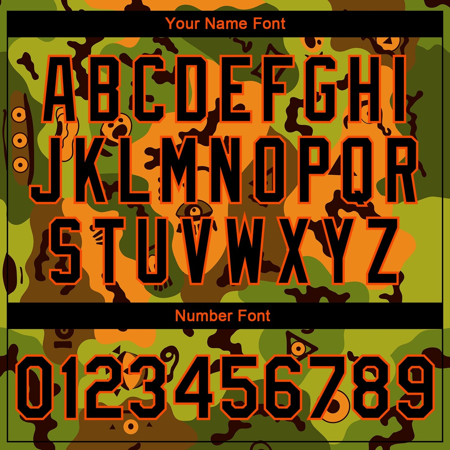 Custom Camo Black-Orange Funny Faces 3D Pattern Design Bomber Full-Snap Varsity Letterman Salute To Service Jacket view 7