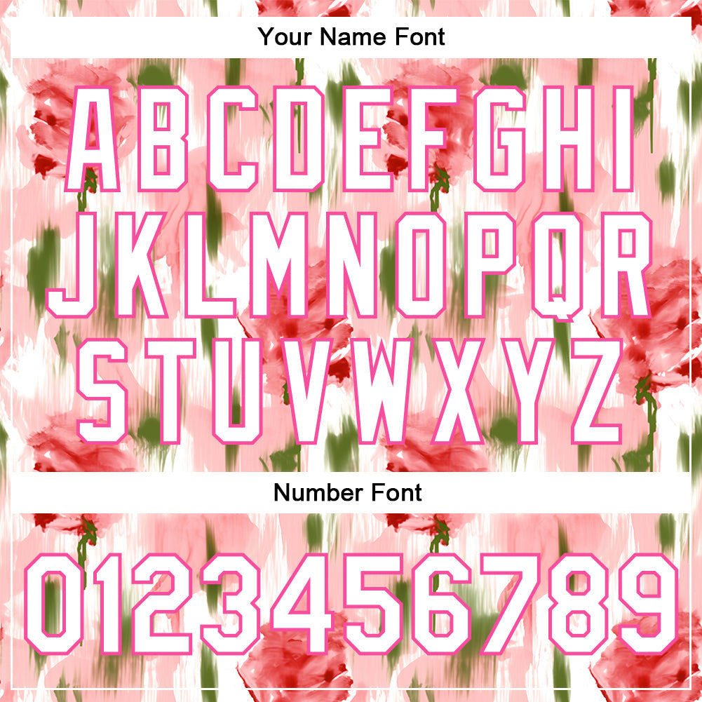 Custom Pink White Fuzzy Rose Art 3D Pattern Design Bomber Full-Snap Varsity Letterman Jacket view 7