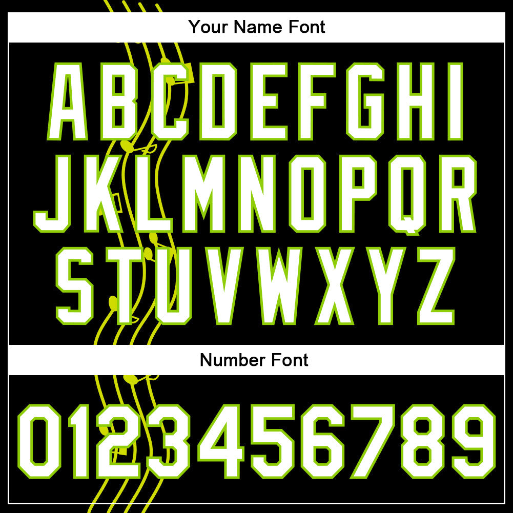 Custom Black White-Neon Green Music Festival 3D Pattern Design Bomber Full-Snap Varsity Letterman Jacket view 7