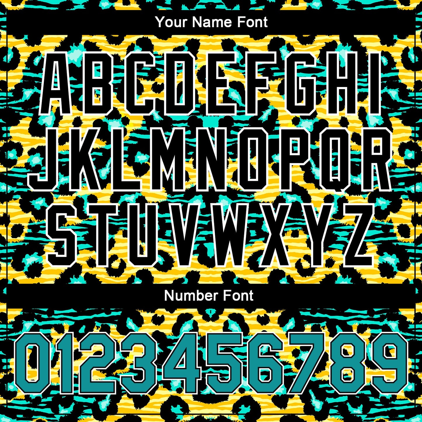 Custom Gold Teal-Black Leopard And Zebra Print 3D Pattern Design Bomber Full-Snap Varsity Letterman Jacket view 7