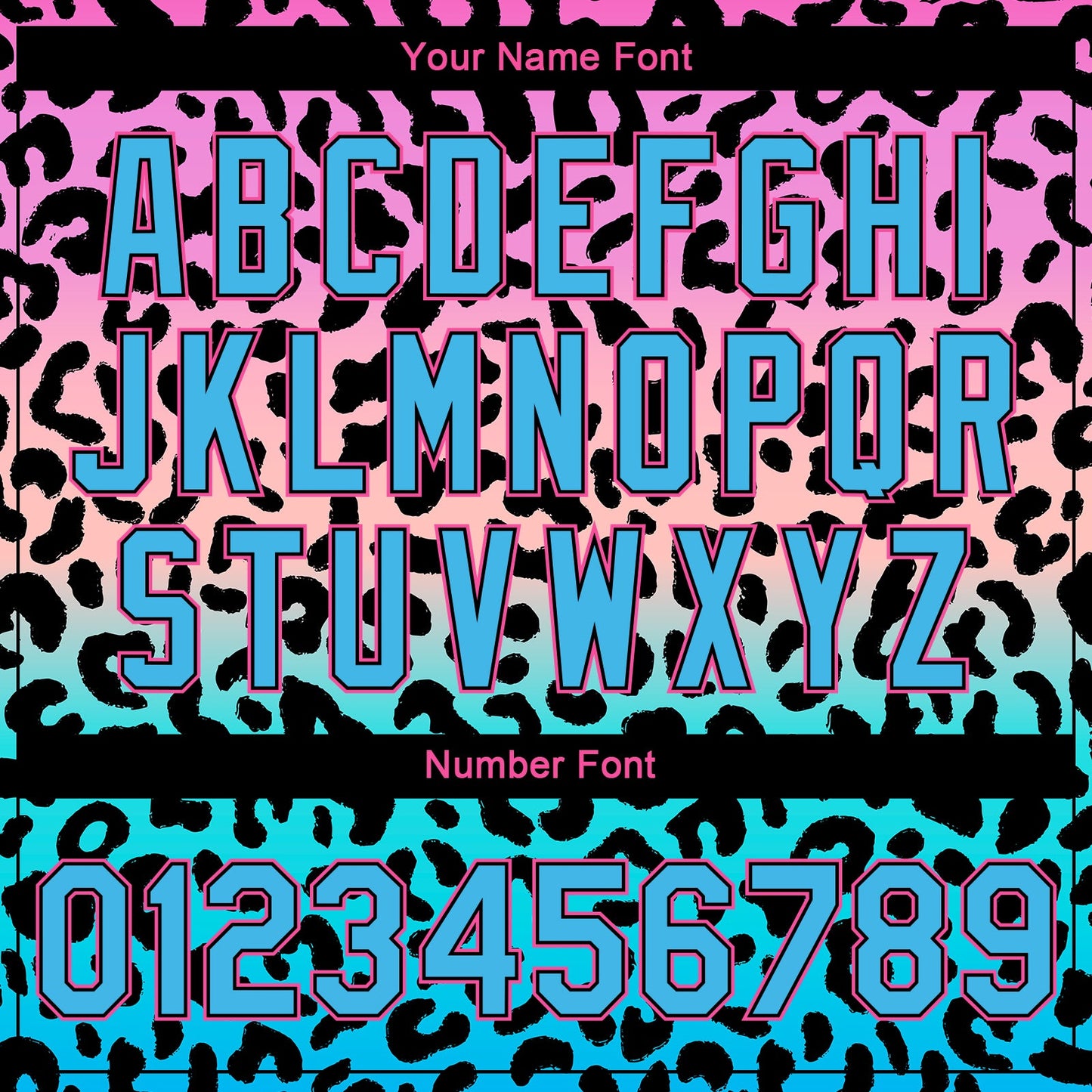 Custom Pink Sky Blue-Black Leopard Print 3D Pattern Design Bomber Full-Snap Varsity Letterman Jacket view 7