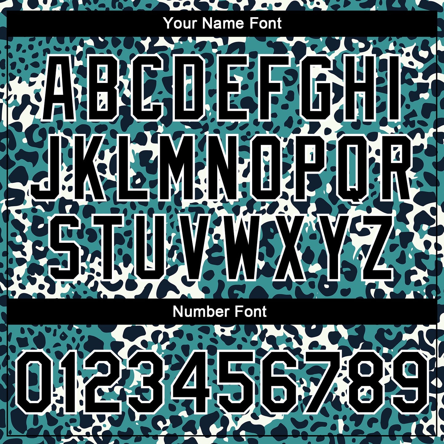 Custom Teal Black-White Leopard Print 3D Pattern Design Bomber Full-Snap Varsity Letterman Jacket view 7