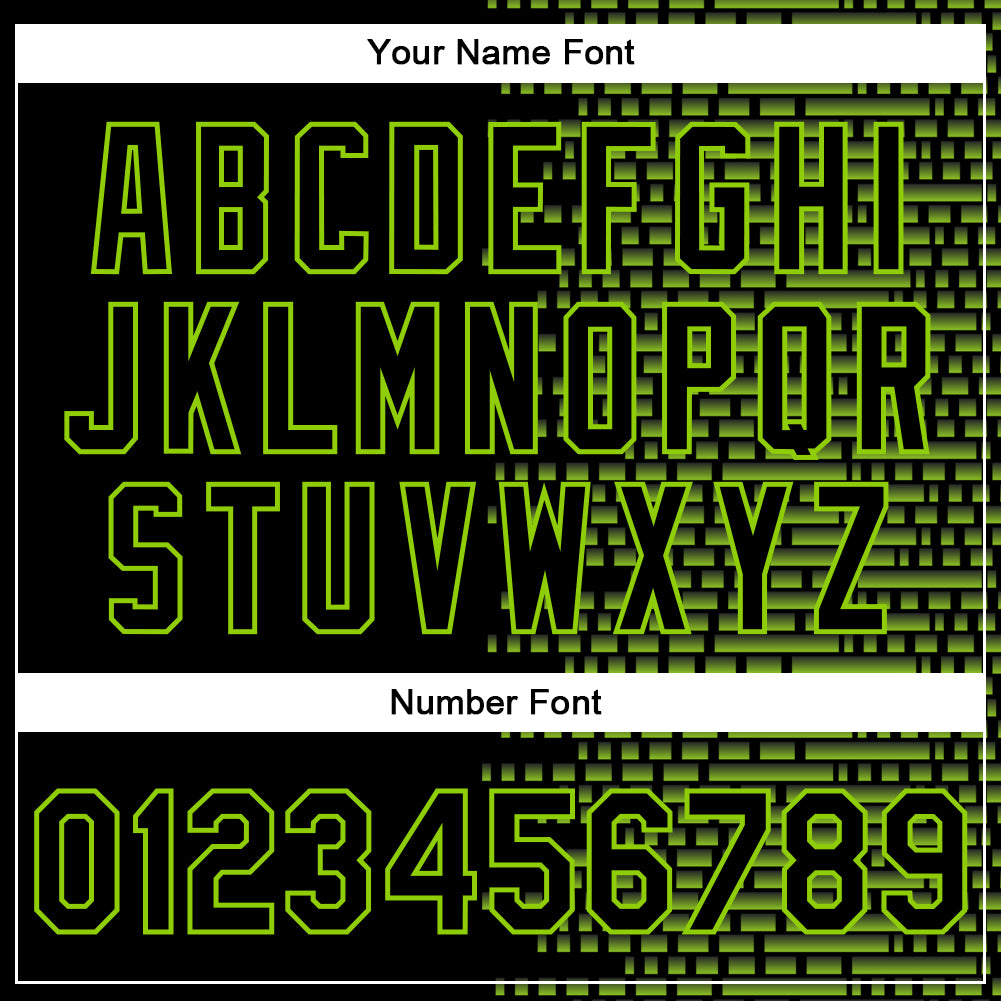 Custom Black Neon Green Halftone 3D Pattern Design Bomber Full-Snap Varsity Letterman Jacket view 7