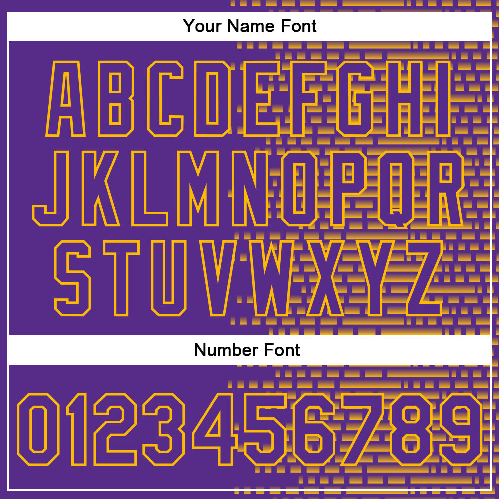 Custom Purple Gold-White Halftone 3D Pattern Design Bomber Full-Snap Varsity Letterman Jacket view 7