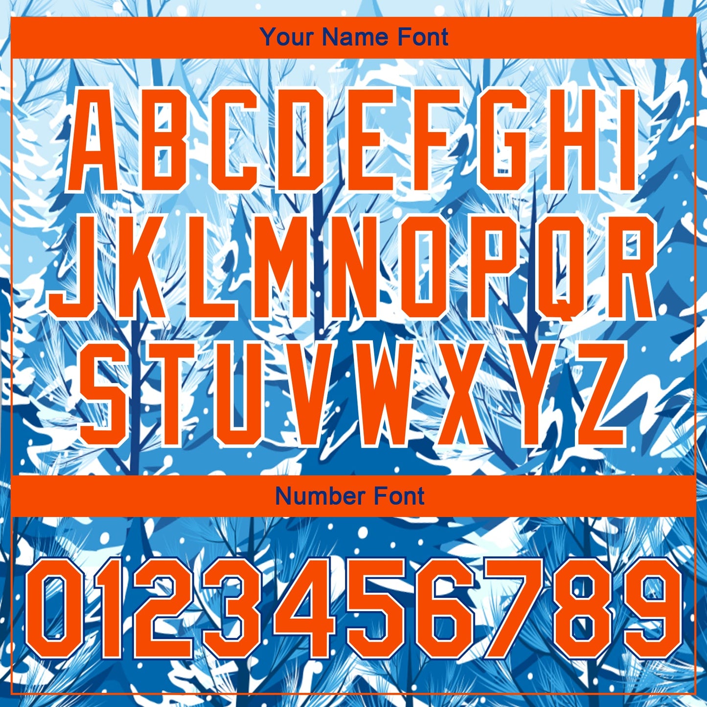 Custom Royal Orange-White Lovely Winter Landscape With Snowy Trees 3D Pattern Design Bomber Full-Snap Varsity Letterman Jacket view 7