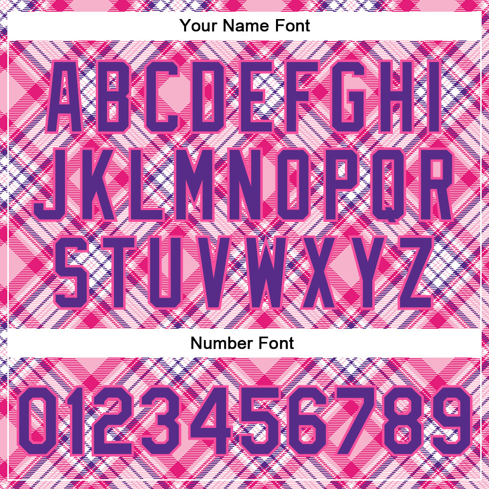 Custom Light Pink Purple-Pink Check Board 3D Pattern Design Bomber Full-Snap Varsity Letterman Jacket view 7