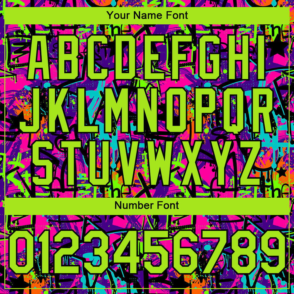 Custom Graffiti Pattern Neon Green-Black Splash 3D Bomber Full-Snap Varsity Letterman Hoodie Jacket view 5