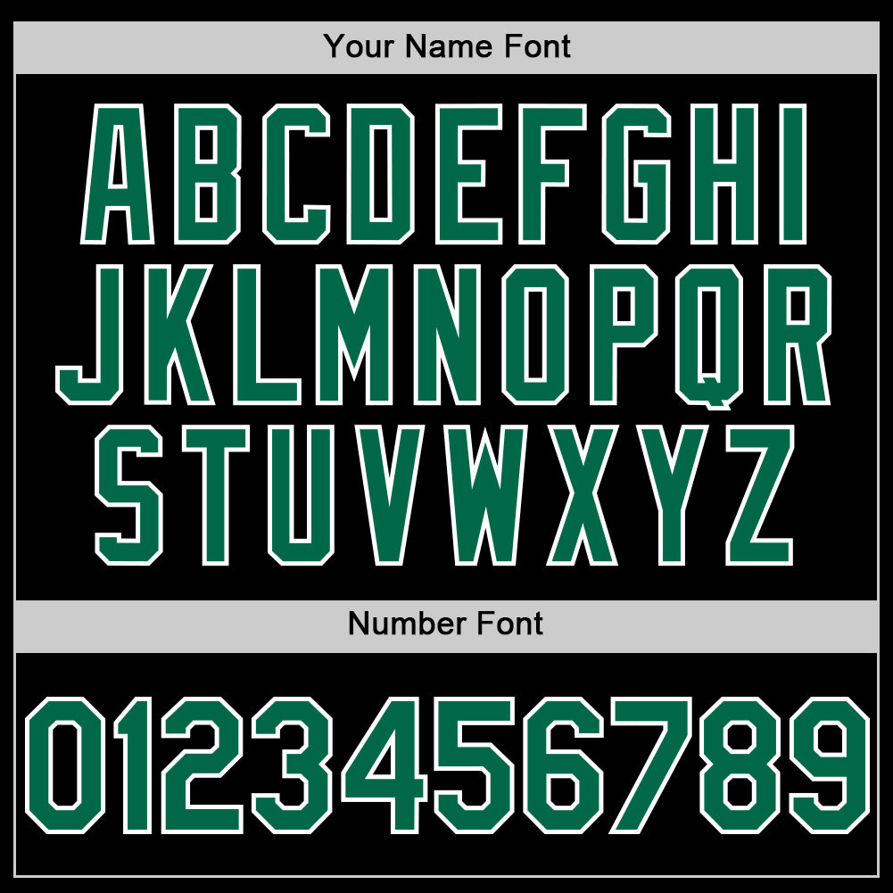 Custom Black Kelly Green-White Bomber Full-Snap Varsity Letterman Lapel Collar Byron Jacket view 5