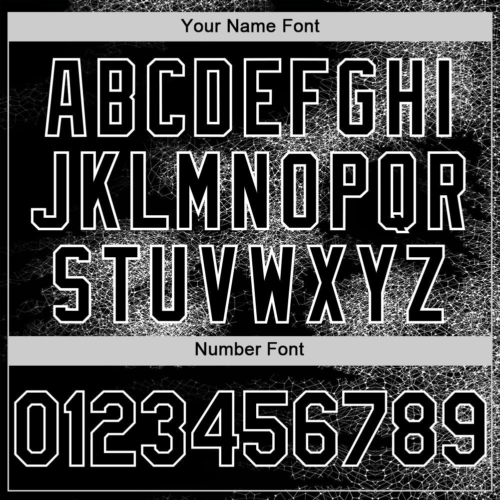 Custom Black White Abstract Network 3D Pattern Design Bomber Full-Snap Varsity Letterman Hoodie Jacket view 5