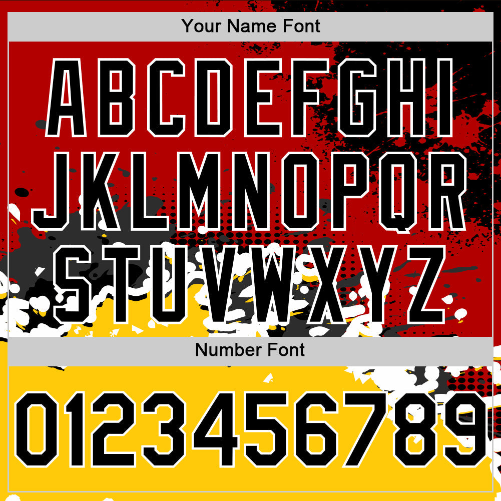 Custom Red Black-Gold Abstract Splash Grunge Art 3D Pattern Design Bomber Full-Snap Varsity Letterman Hoodie Jacket view 5