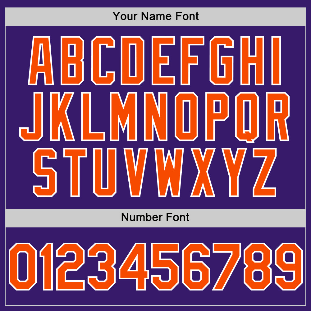 Custom Purple Orange-White Bomber Full-Snap Varsity Letterman Two Tone Hoodie Jacket view 5