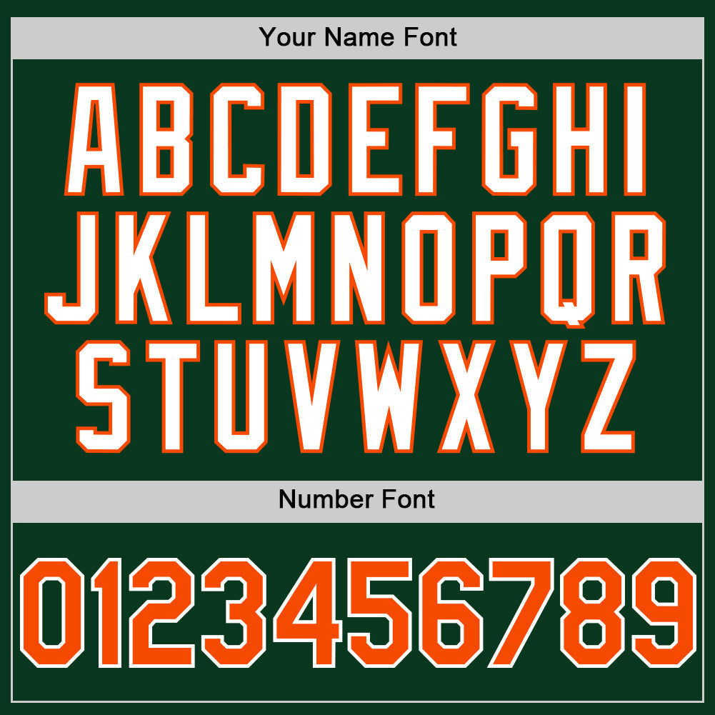 Custom Green Orange-White Bomber Full-Snap Varsity Letterman Hoodie Jacket view 5