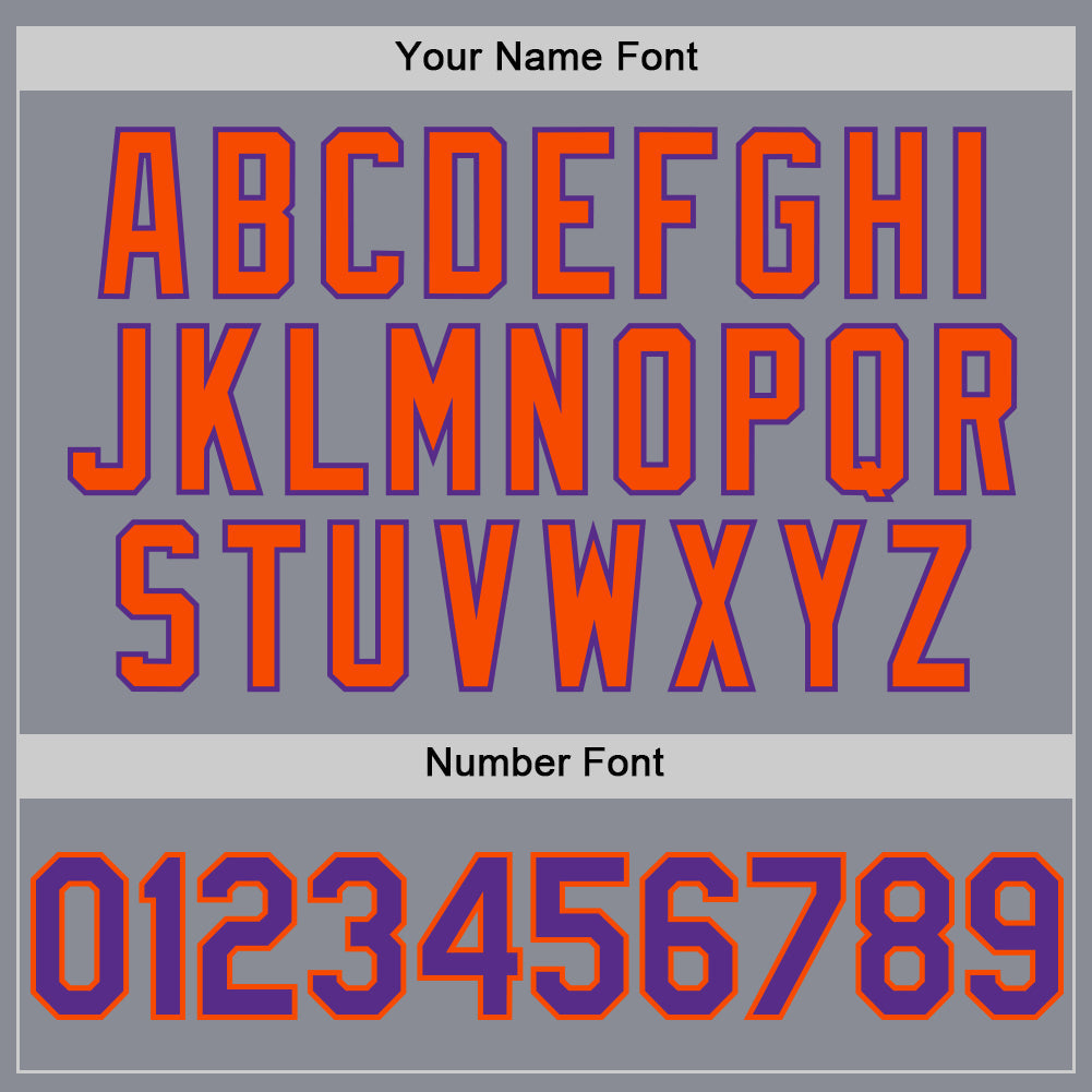 Custom Gray Purple-Orange Bomber Full-Snap Varsity Letterman Two Tone Hoodie Jacket view 5