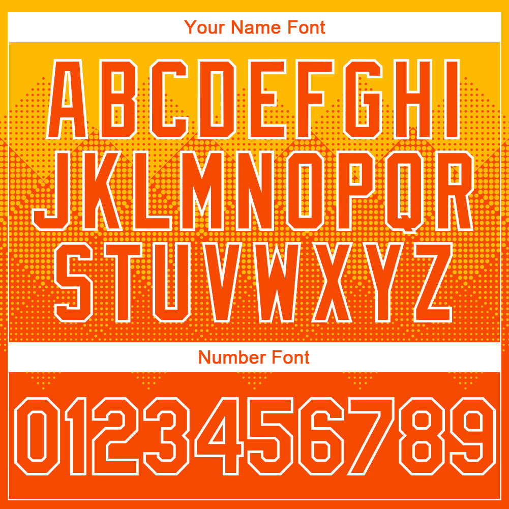 Custom Gold Orange-White Gradient Square Shape 3D Pattern Design Bomber Full-Snap Varsity Letterman Hoodie Jacket view 5