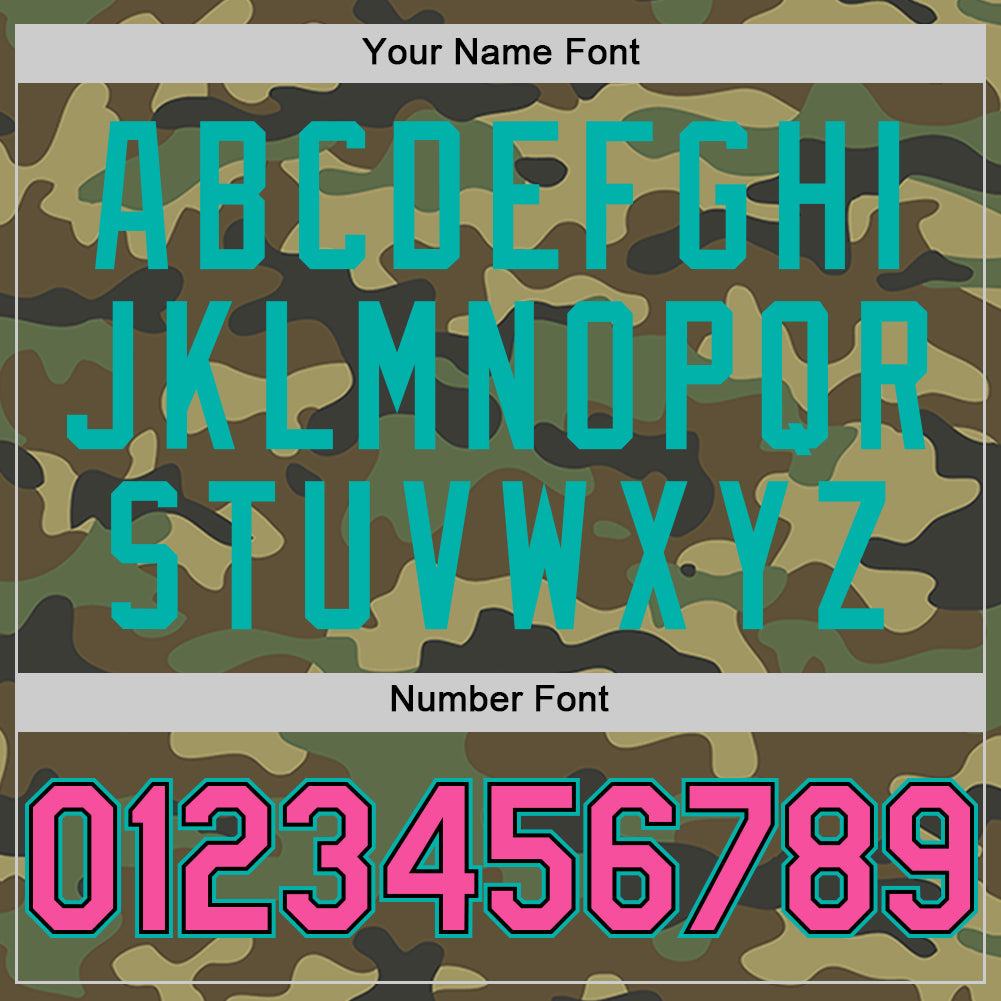 Custom Camo Pink Black-Aqua Bomber Full-Snap Varsity Letterman Salute To Service Hoodie Jacket view 5