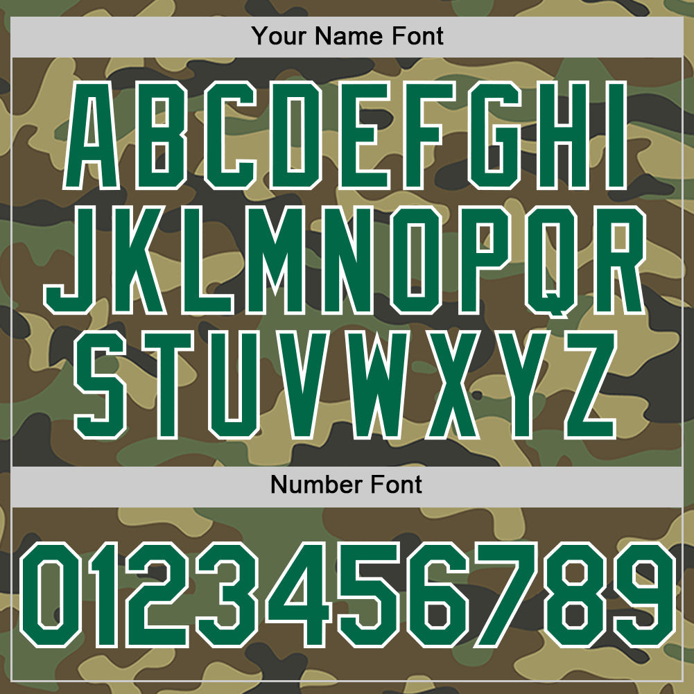 Custom Camo Kelly Green-White Bomber Full-Snap Varsity Letterman Salute To Service Hoodie Jacket view 5