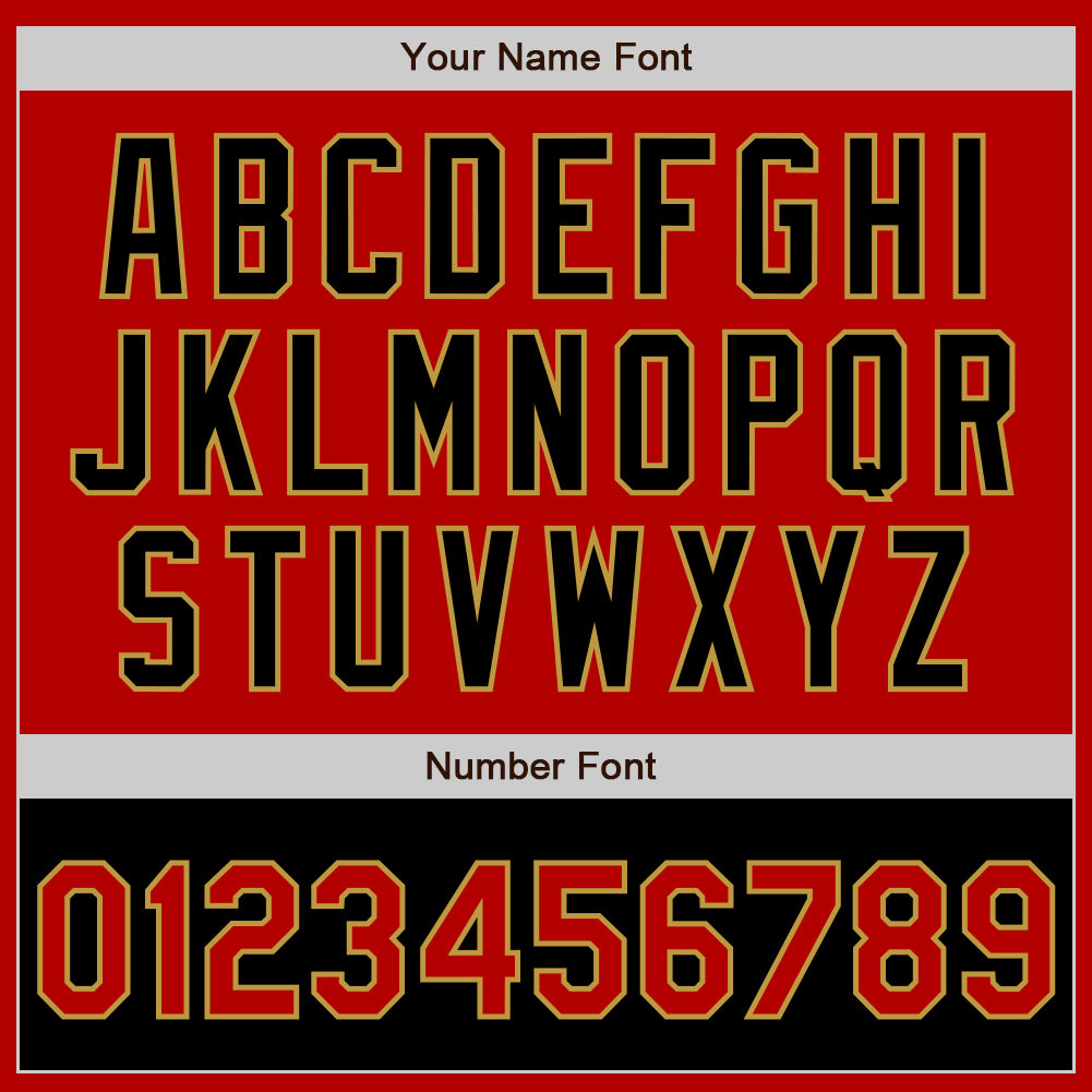 Custom Red Black-Old Gold Bomber Varsity Letterman Two Tone Zipper Jacket view 6