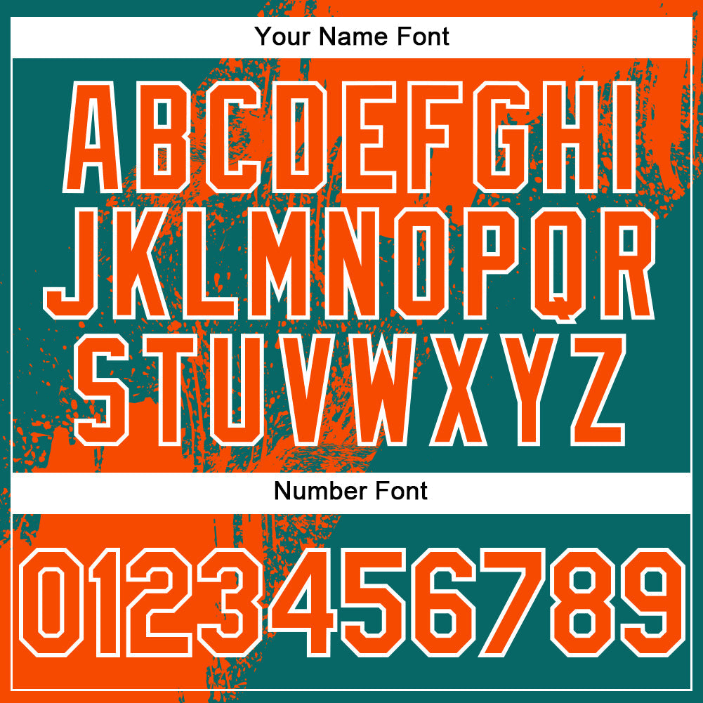 Custom Teal Orange-White Abstract Brush Stroke 3D Pattern Design Bomber Full-Snap Varsity Letterman Hoodie Jacket view 6