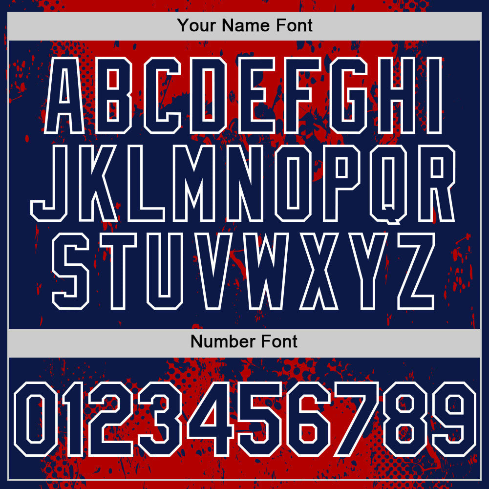 Custom Red Navy-White Splash Art 3D Pattern Design Bomber Full-Snap Varsity Letterman Hoodie Jacket view 6