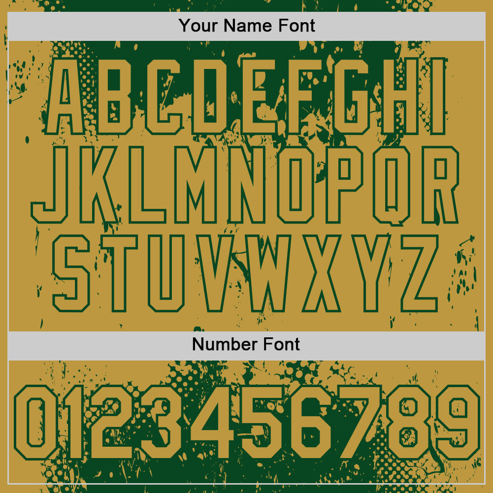 Custom Green Old Gold Splash Art 3D Pattern Design Bomber Full-Snap Varsity Letterman Hoodie Jacket view 6