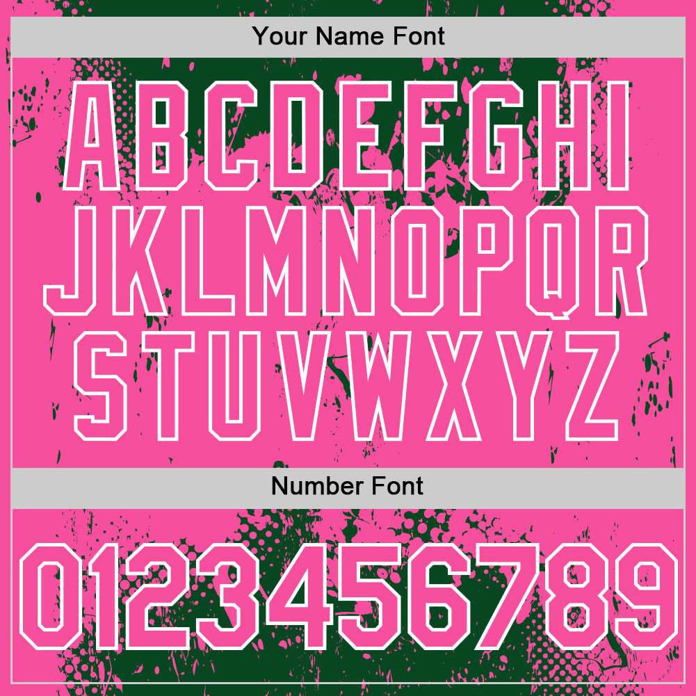 Custom Green Pink-White Splash Art 3D Pattern Design Bomber Full-Snap Varsity Letterman Hoodie Jacket view 6