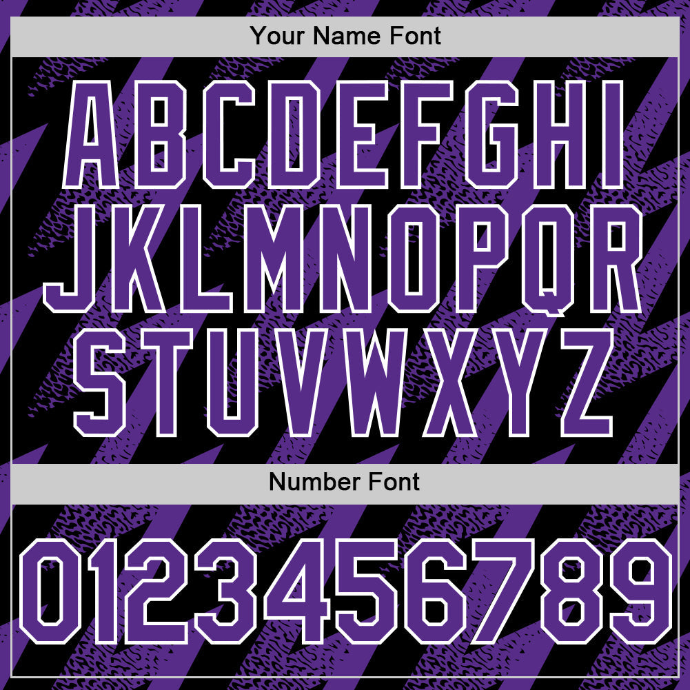 Custom Black Purple-White Zigzag Shape 3D Pattern Design Bomber Full-Snap Varsity Letterman Hoodie Jacket view 6
