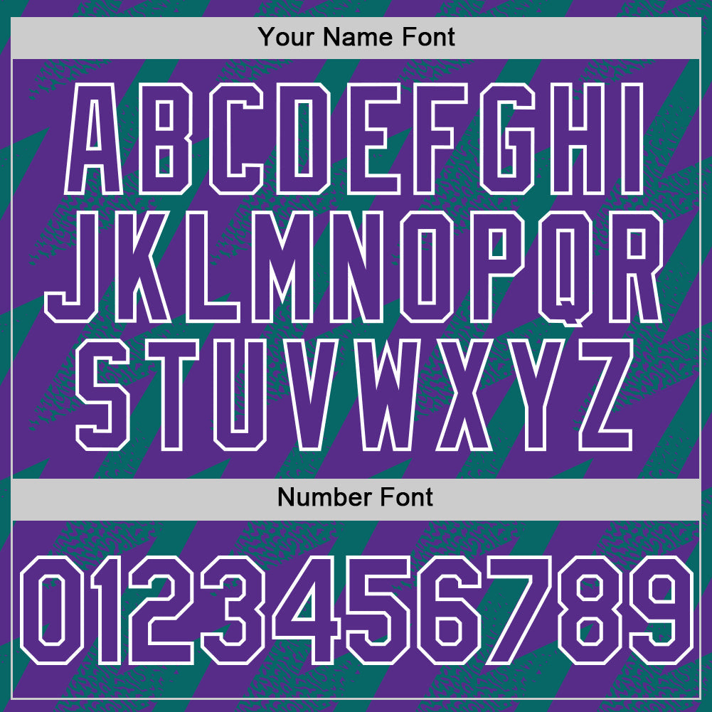 Custom Purple Teal-White Zigzag Shape 3D Pattern Design Bomber Full-Snap Varsity Letterman Hoodie Jacket view 6