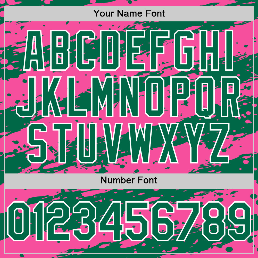 Custom Pink Kelly Green-White Splash 3D Pattern Design Bomber Full-Snap Varsity Letterman Hoodie Jacket view 6