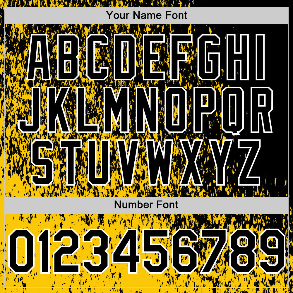 Custom Yellow Black-White Abstract Fragment Art 3D Pattern Design Bomber Full-Snap Varsity Letterman Hoodie Jacket view 6