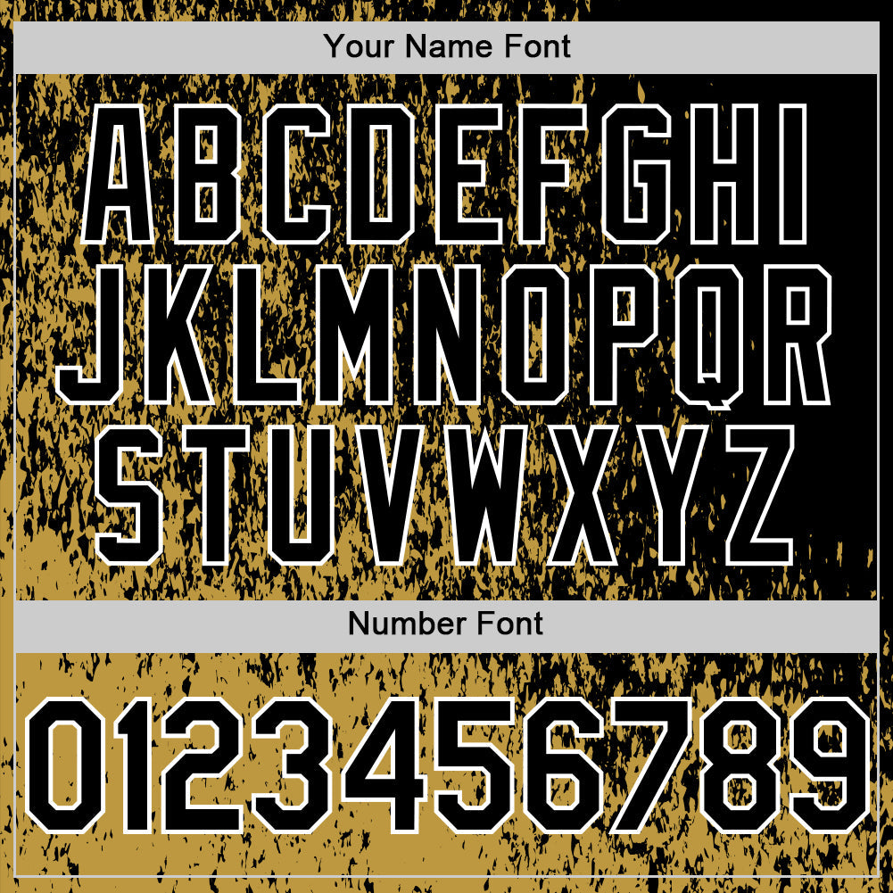 Custom Old Gold Black-White Abstract Fragment Art 3D Pattern Design Bomber Full-Snap Varsity Letterman Hoodie Jacket view 6