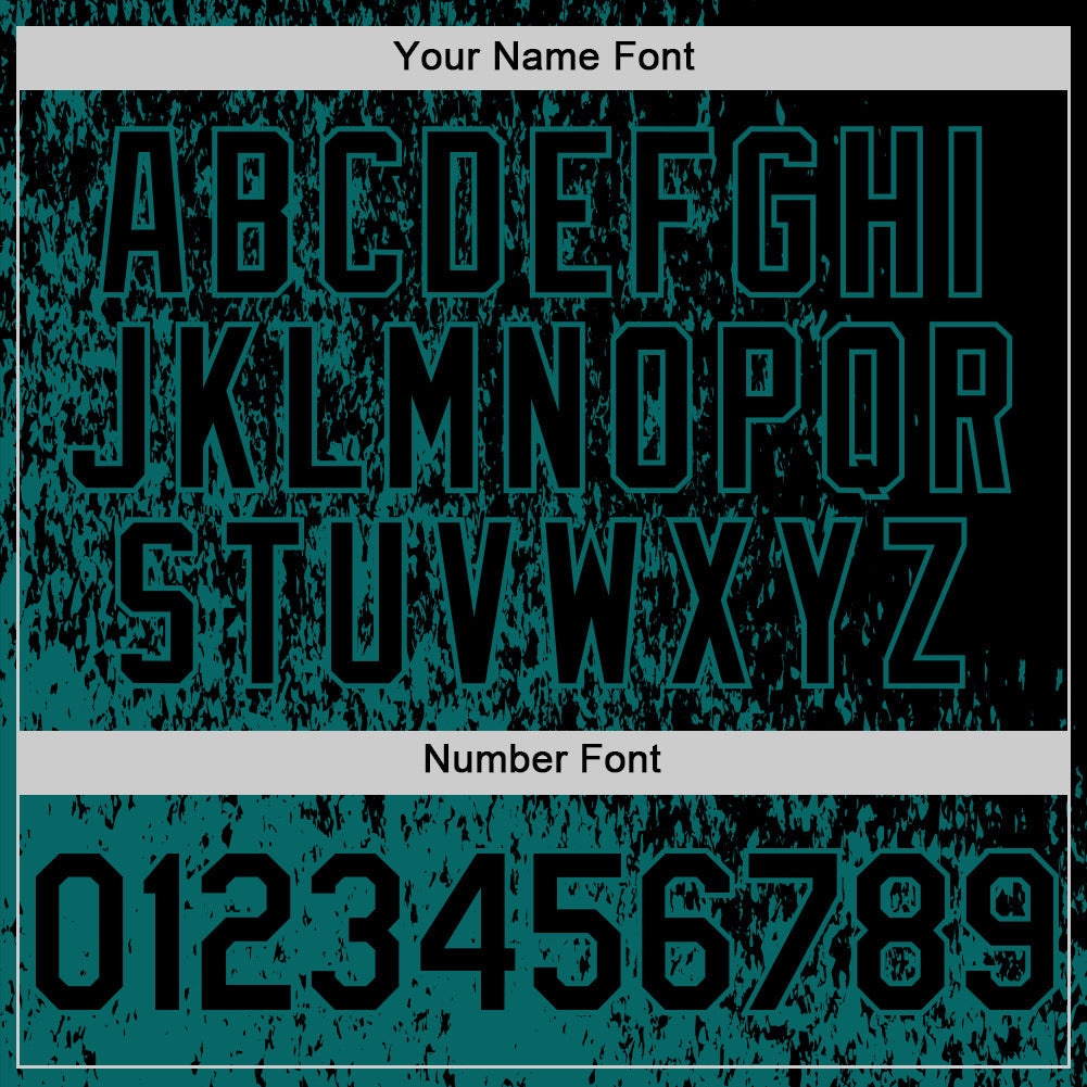 Custom Black Black-Teal Abstract Fragment Art 3D Pattern Design Bomber Full-Snap Varsity Letterman Hoodie Jacket view 6