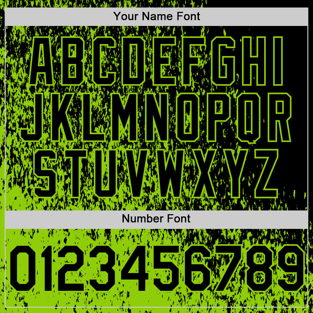 Custom Black Black-Neon Green Abstract Fragment Art 3D Pattern Design Bomber Full-Snap Varsity Letterman Hoodie Jacket view 6