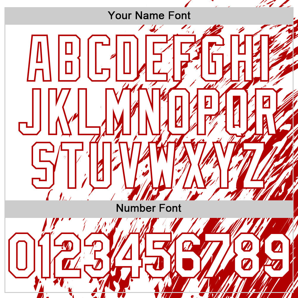 Custom White White-Red 3D Pattern Design Bomber Full-Snap Varsity Letterman Hoodie Jacket view 6