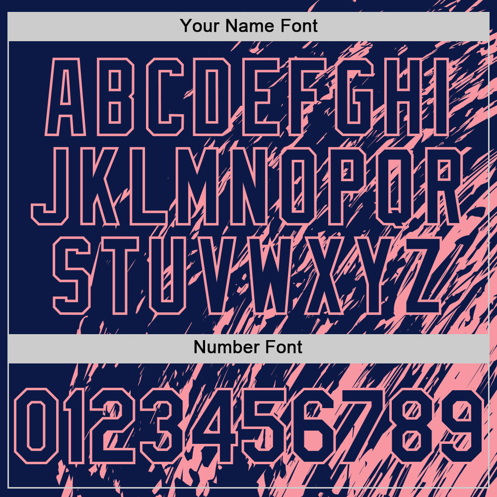 Custom Navy Navy-Medium Pink 3D Pattern Design Bomber Full-Snap Varsity Letterman Hoodie Jacket view 6
