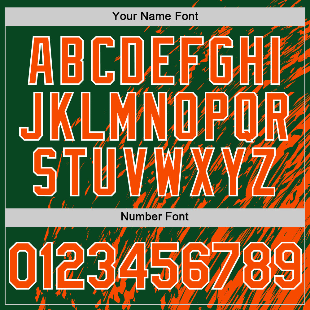 Custom Green Orange-White 3D Pattern Design Bomber Full-Snap Varsity Letterman Hoodie Jacket view 6