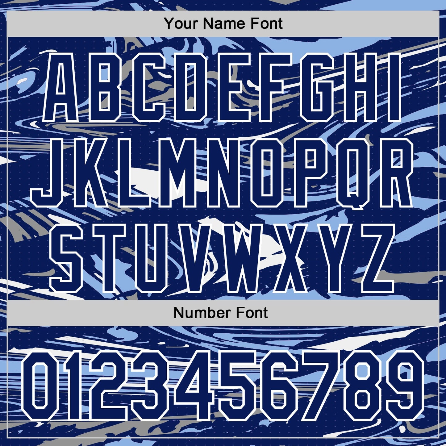 Custom Figure Royal Light Blue-White Fluid Pattern Bomber Full-Snap Varsity Letterman Hoodie Jacket view 6