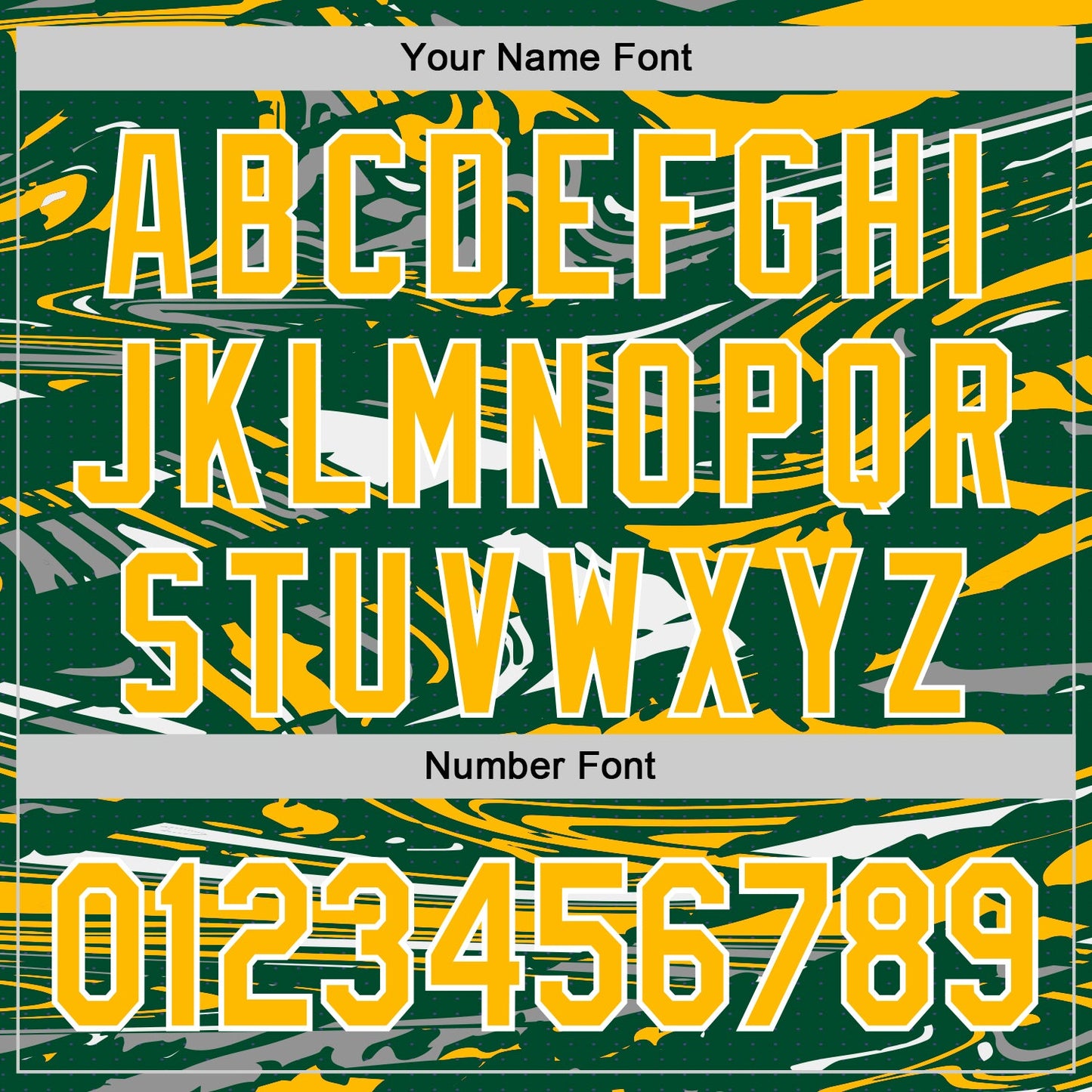 Custom Figure Gold Kelly Green-White Fluid Pattern Bomber Full-Snap Varsity Letterman Hoodie Jacket view 6